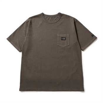 NEWERA(ニューエラ) 半袖 ガーメントダイ コットン Tシャツ Box Logo Woven Patch ブラウン(チャ-M)