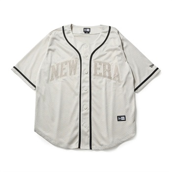 NEWERA(ニューエラ) 半袖 メッシュ ベースボールシャツ ストーン(キナリ-M)