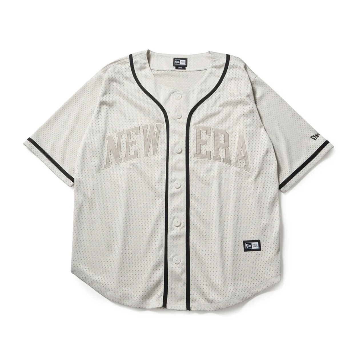NEWERA(ニューエラ) 半袖 メッシュ ベースボールシャツ ストーン(キナリ-L)