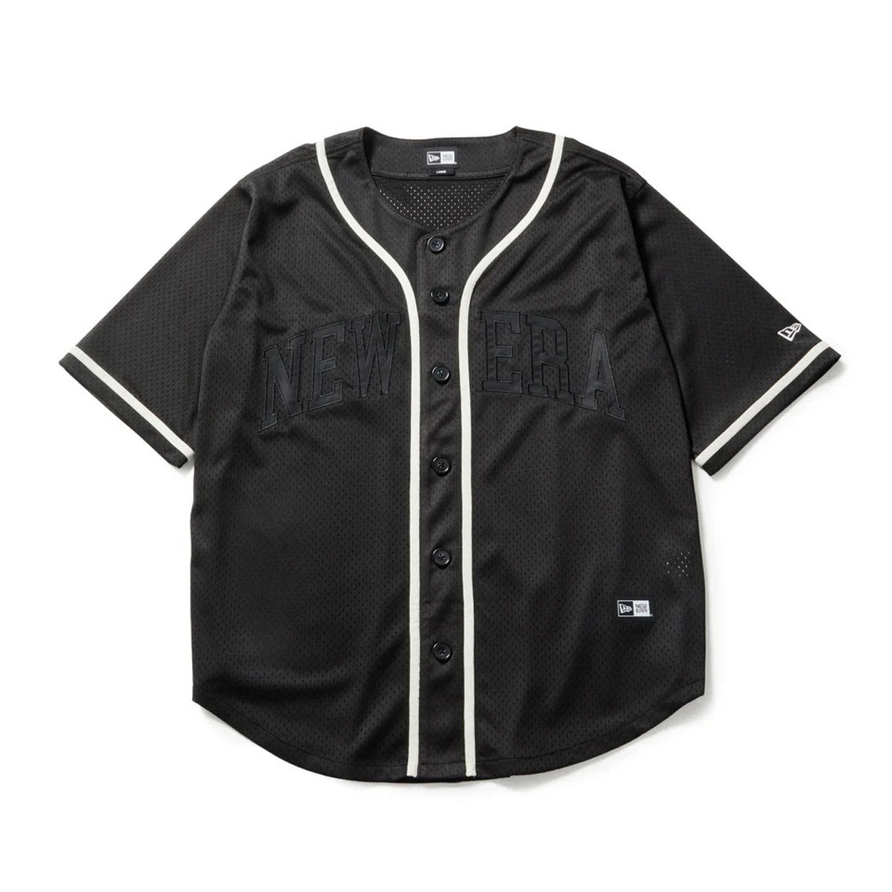 NEWERA(ニューエラ) 半袖 メッシュ ベースボールシャツ ブラック(クロ-M)
