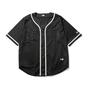 NEWERA(ニューエラ) 半袖 メッシュ ベースボールシャツ ブラック(クロ-M)