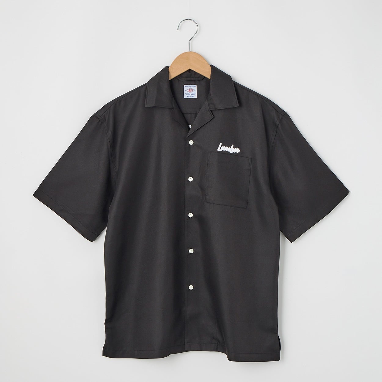 LUMBER(ランバー) 別注 バック刺繍半袖シャツ(クロ-L)