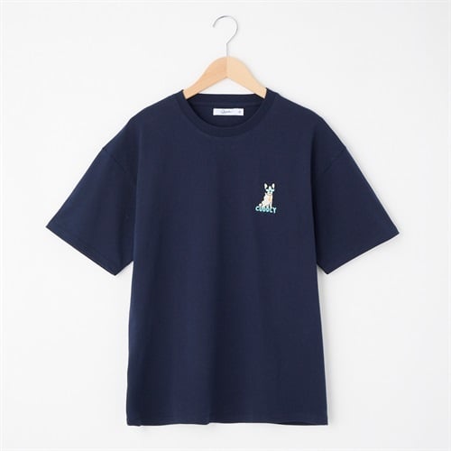 QUASH(クアッシュ) 天竺１ポイント刺繍Tシャツ(イヌ)