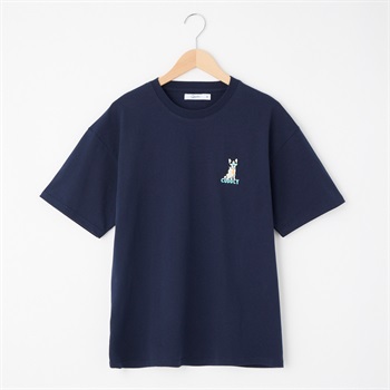 QUASH(クアッシュ) 天竺１ポイント刺繍Tシャツ(イヌ)(コイアオ-S)