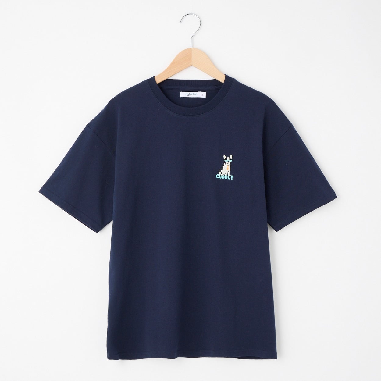 QUASH(クアッシュ) 天竺１ポイント刺繍Tシャツ(イヌ)(コイアオ-M)