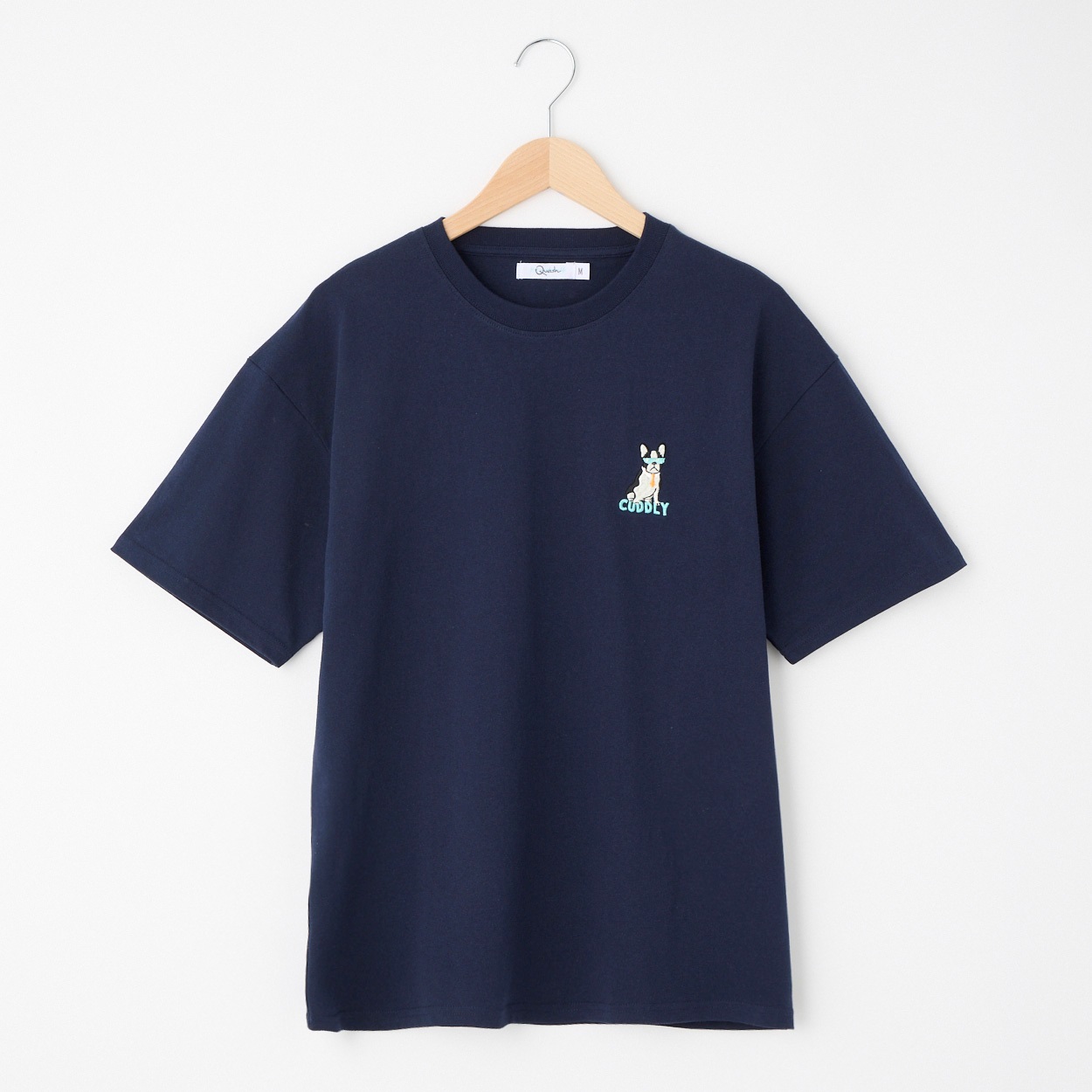 QUASH(クアッシュ) 天竺１ポイント刺繍Tシャツ(イヌ)(コイアオ-LL)