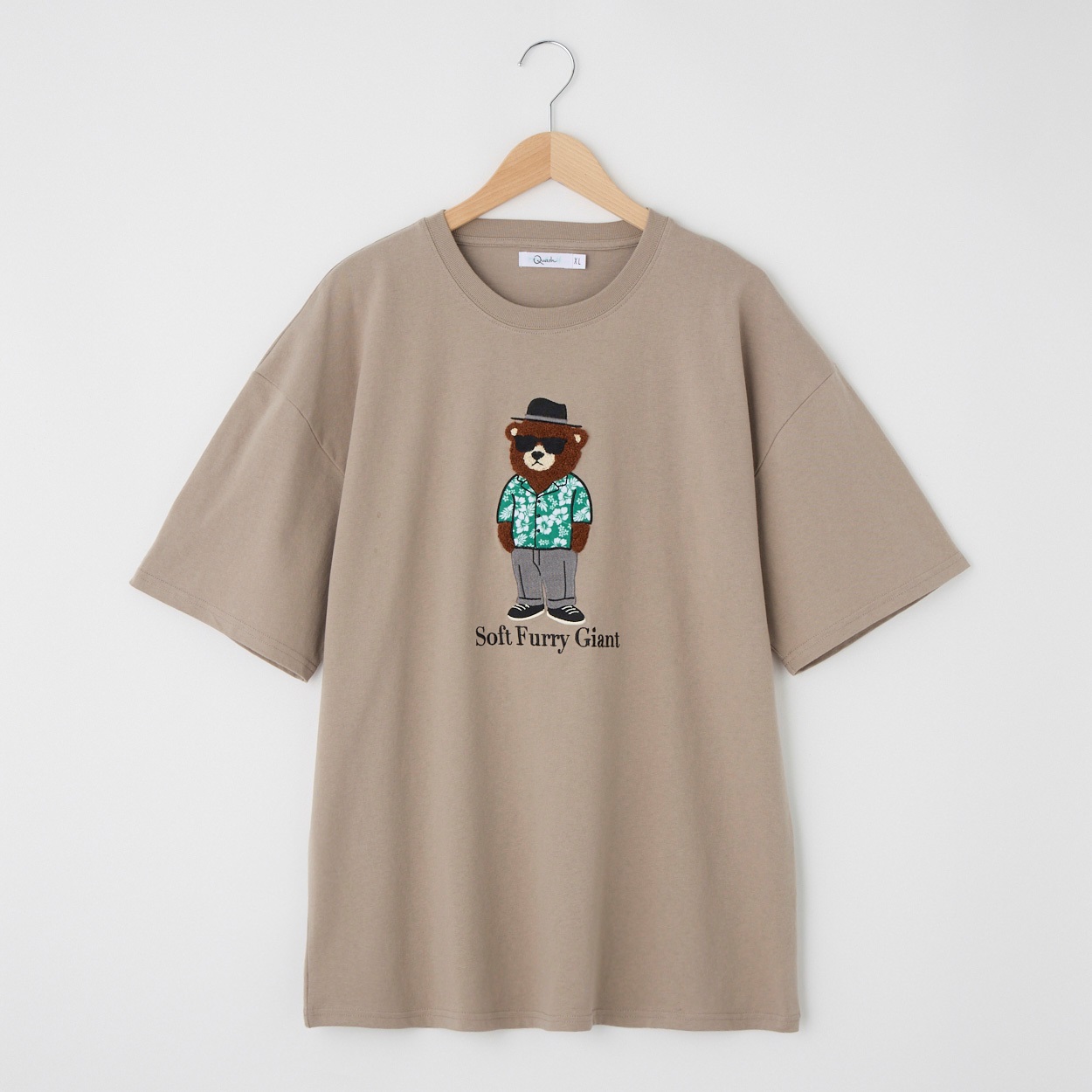 QUASH(クアッシュ) 天竺サガラ＋アップリケ大刺繍Tシャツ(クマ