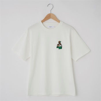 QUASH(クアッシュ) 天竺１ポイントサガラ刺繍Tシャツ(ヒゲ)(シロ-S)