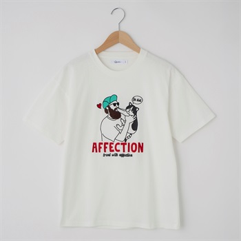 QUASH(クアッシュ) 天竺ヒゲサガラ大刺繍Tシャツ(ヒゲ)(シロ-S)