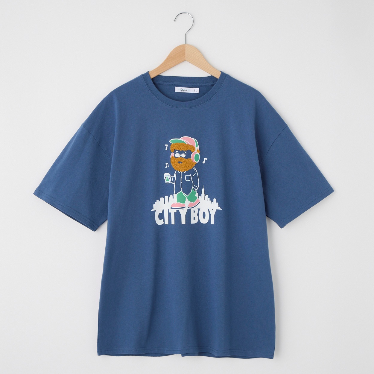 QUASH(クアッシュ) 天竺ヒゲサガラ大刺繍Tシャツ(OJI)(Ａウスアオ-M)