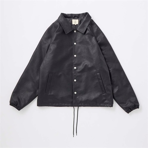CORISCO(コリスコ) フェイクレザー 薄中綿コーチジャケット(クロ-M)