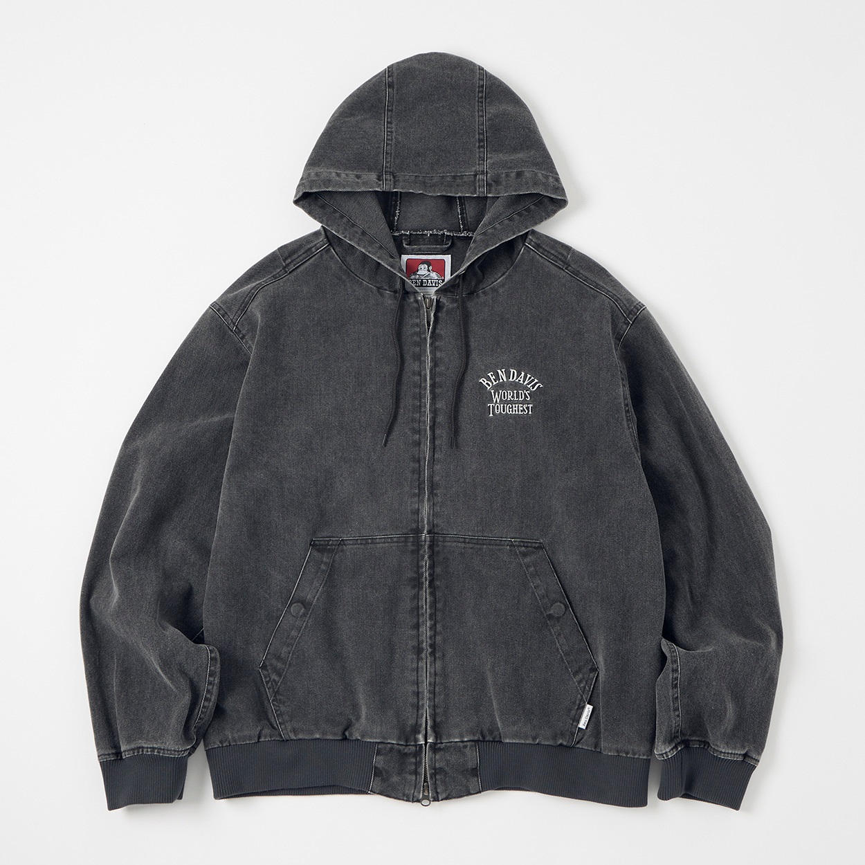BEN DAVIS(ベンディビス) FADED TWILL ZIP HOODIE(クロ-M)