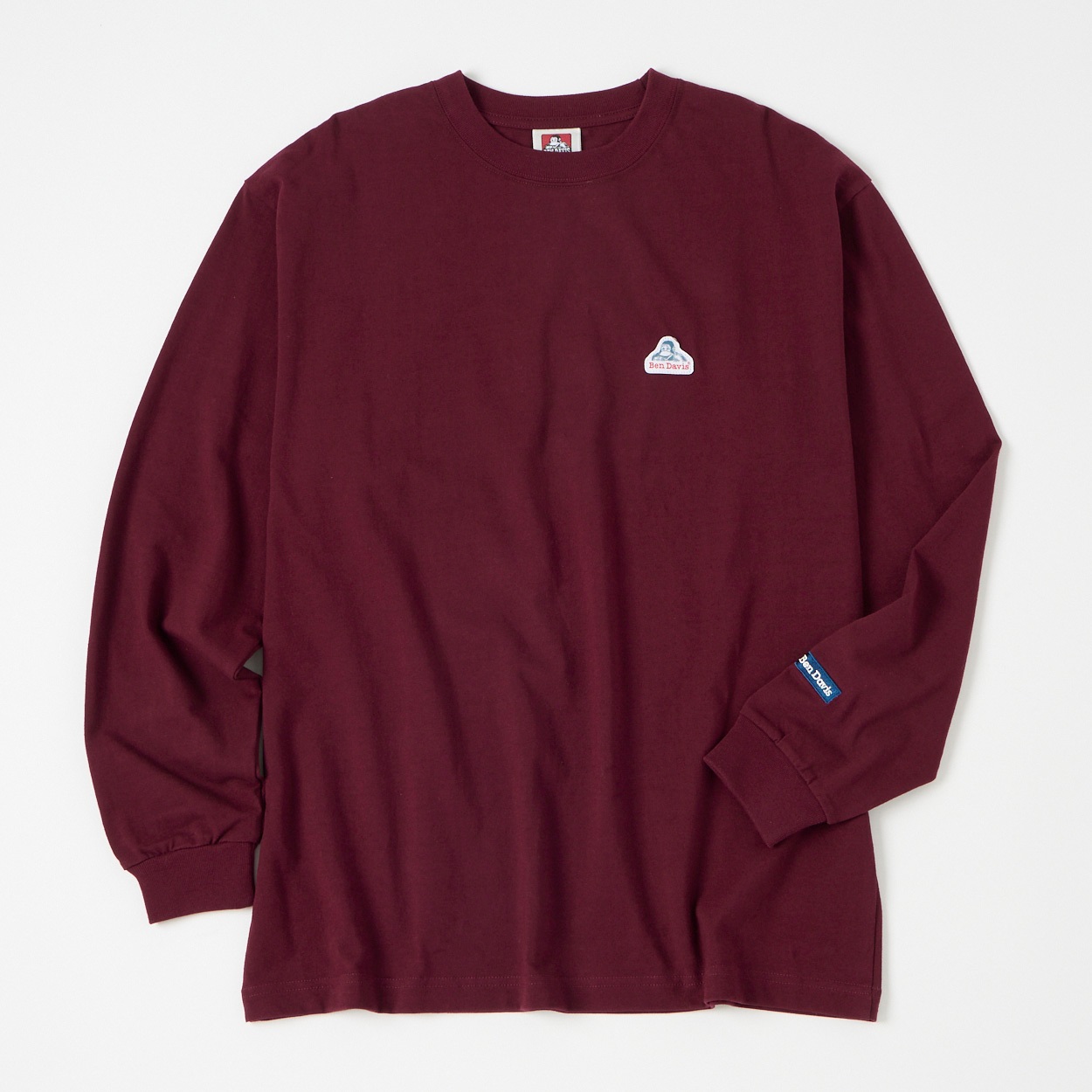 BEN DAVIS(ベンディビス) LABEL WIDE L/S TEE(アカ-L)