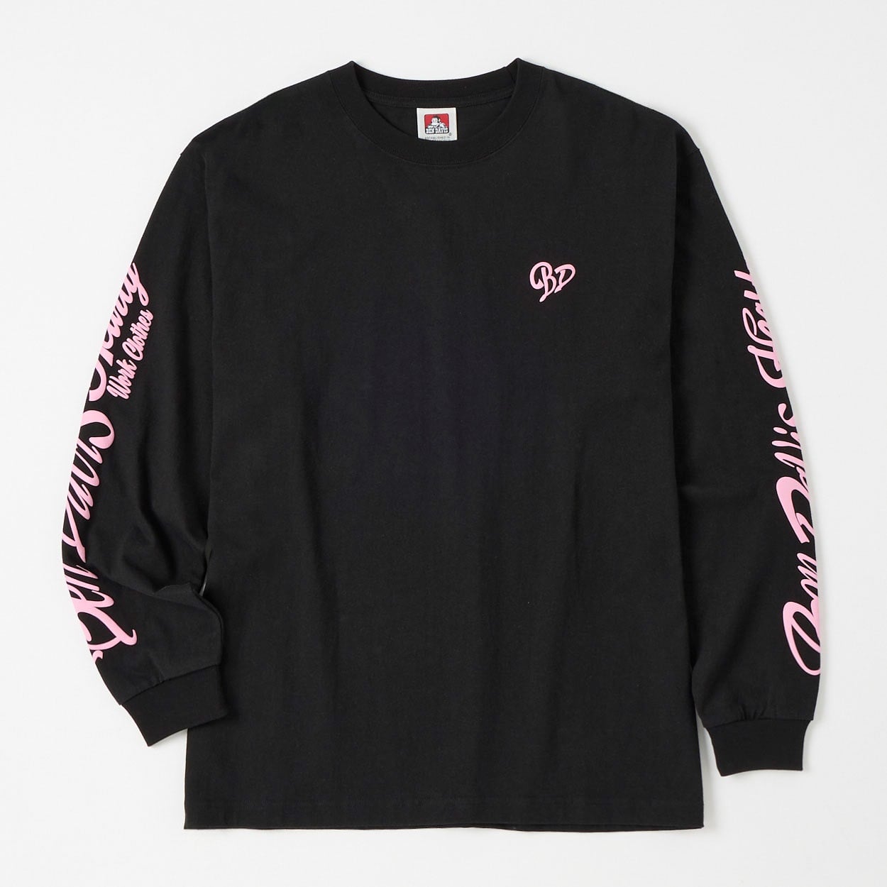 BEN DAVIS(ベンディビス) HEARTY LETTER WIDE L/S T(クロ-LL)
