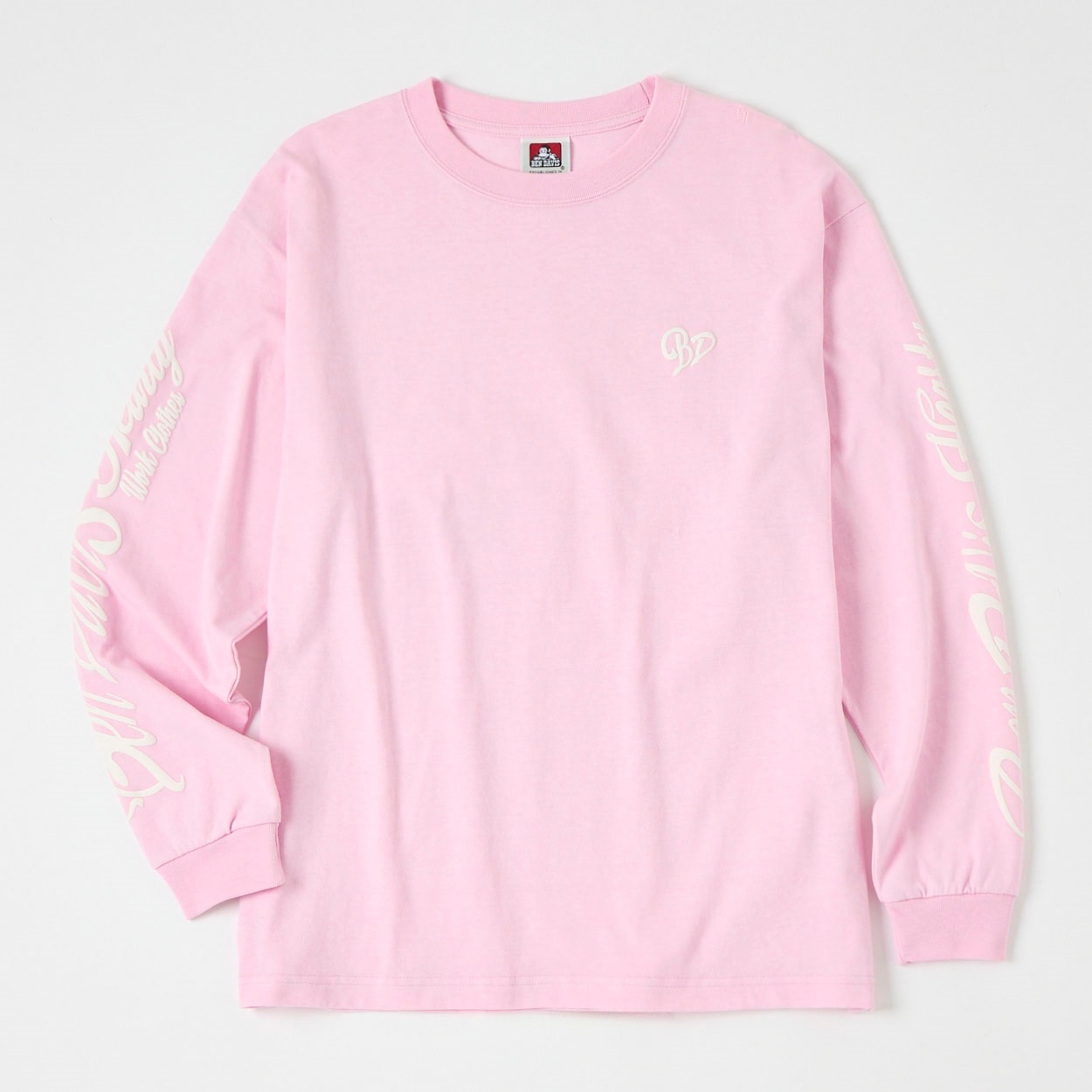 BEN DAVIS(ベンディビス) HEARTY LETTER WIDE L/S T(ウスアカ-L)