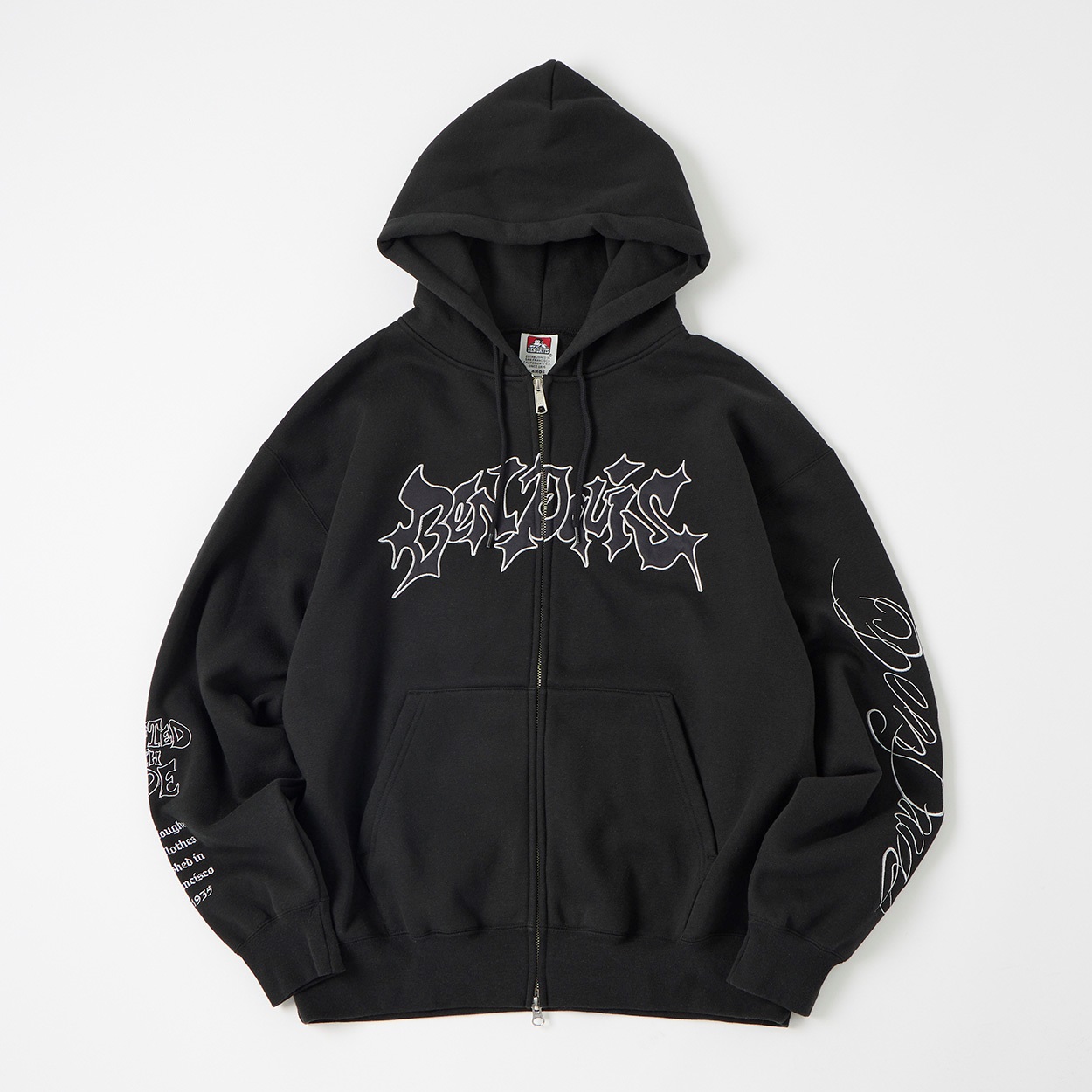 BEN DAVIS(ベンディビス) SPIKY LOGO ZIP HOODIE(クロ-L)