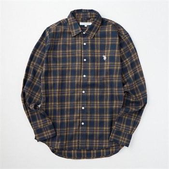 U.S.POLO ASSN.(ユーエスポロアッスン) 長袖チェックシャツ(キイロ-M)