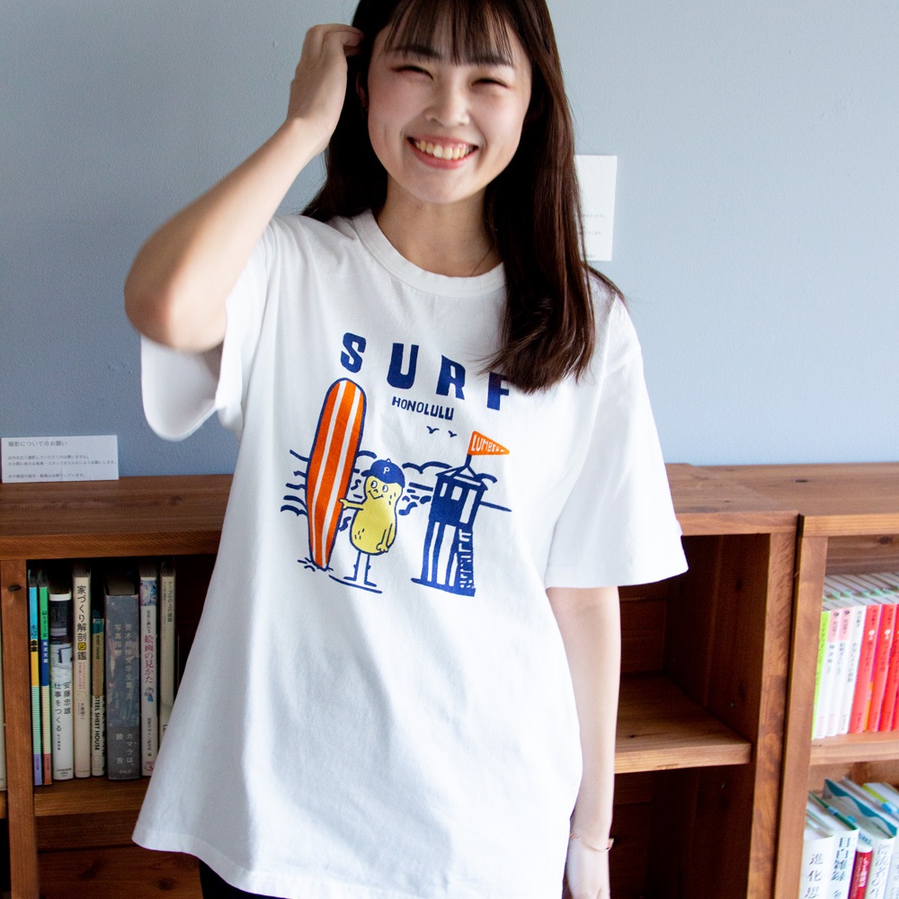 LUMBER(ランバー) プリントTシャツ PEANUTS SURF(ホワイト-L)