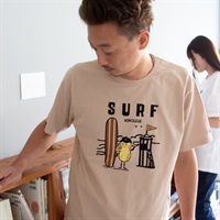 LUMBER(ランバー) プリントTシャツ PEANUTS SURF(ベージュ-S)