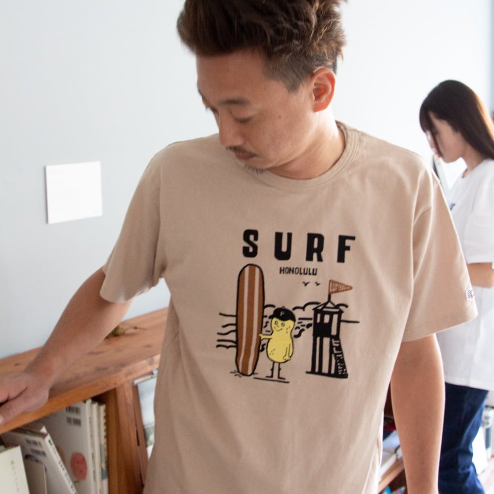 LUMBER(ランバー) プリントTシャツ PEANUTS SURF(ベージュ-L)