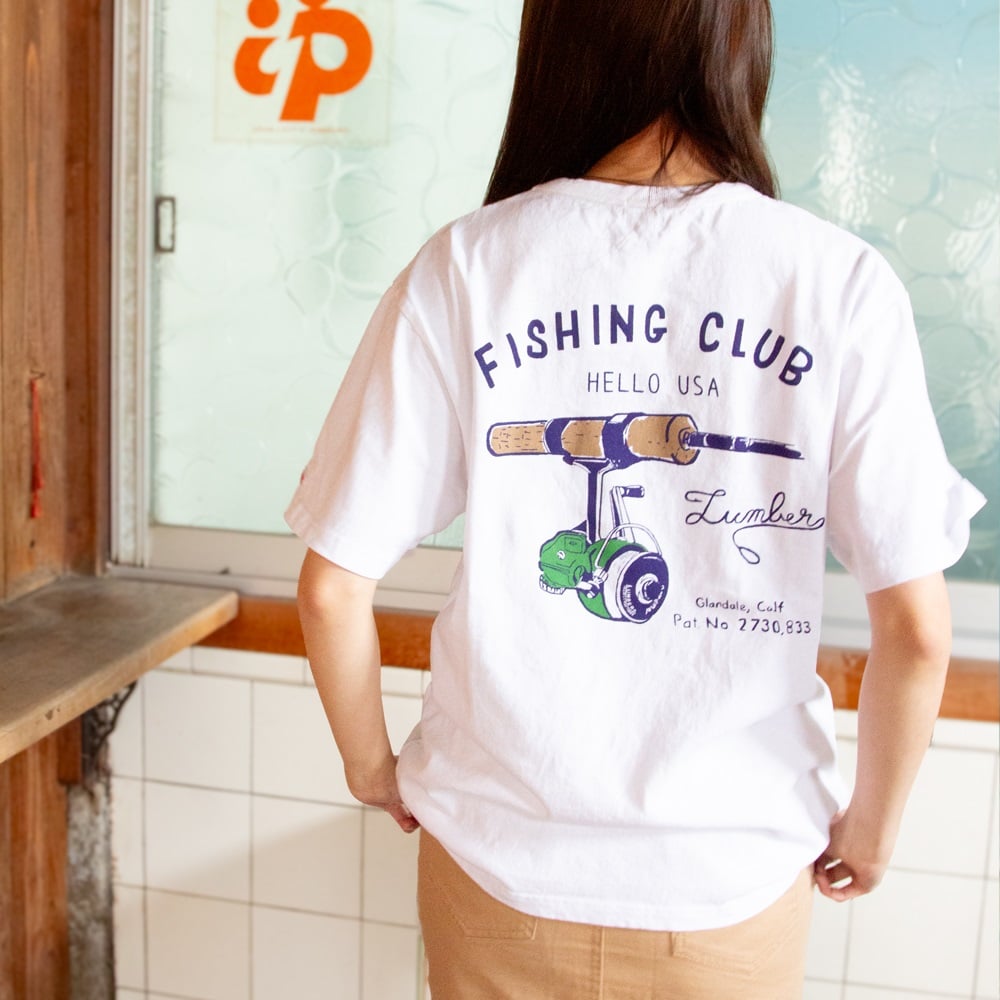 LUMBER(ランバー) プリントTシャツ FISHING REEL(ホワイト-M)