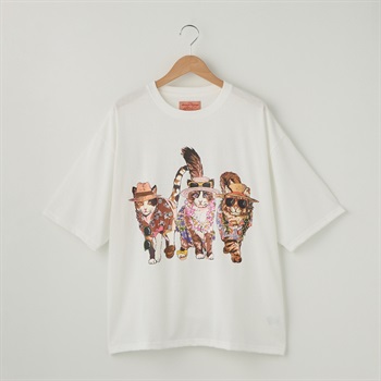 アニマル前後プリント Tシャツ ハイビスカス