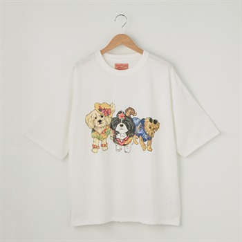 アニマル前後プリント Tシャツ ハイビスカス