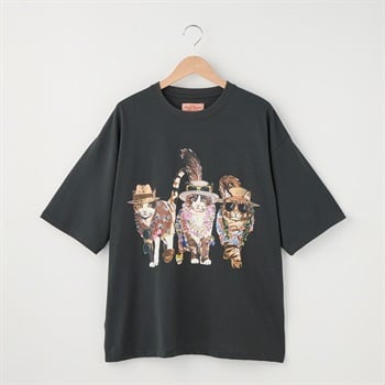 アニマル前後プリント Tシャツ ハイビスカス