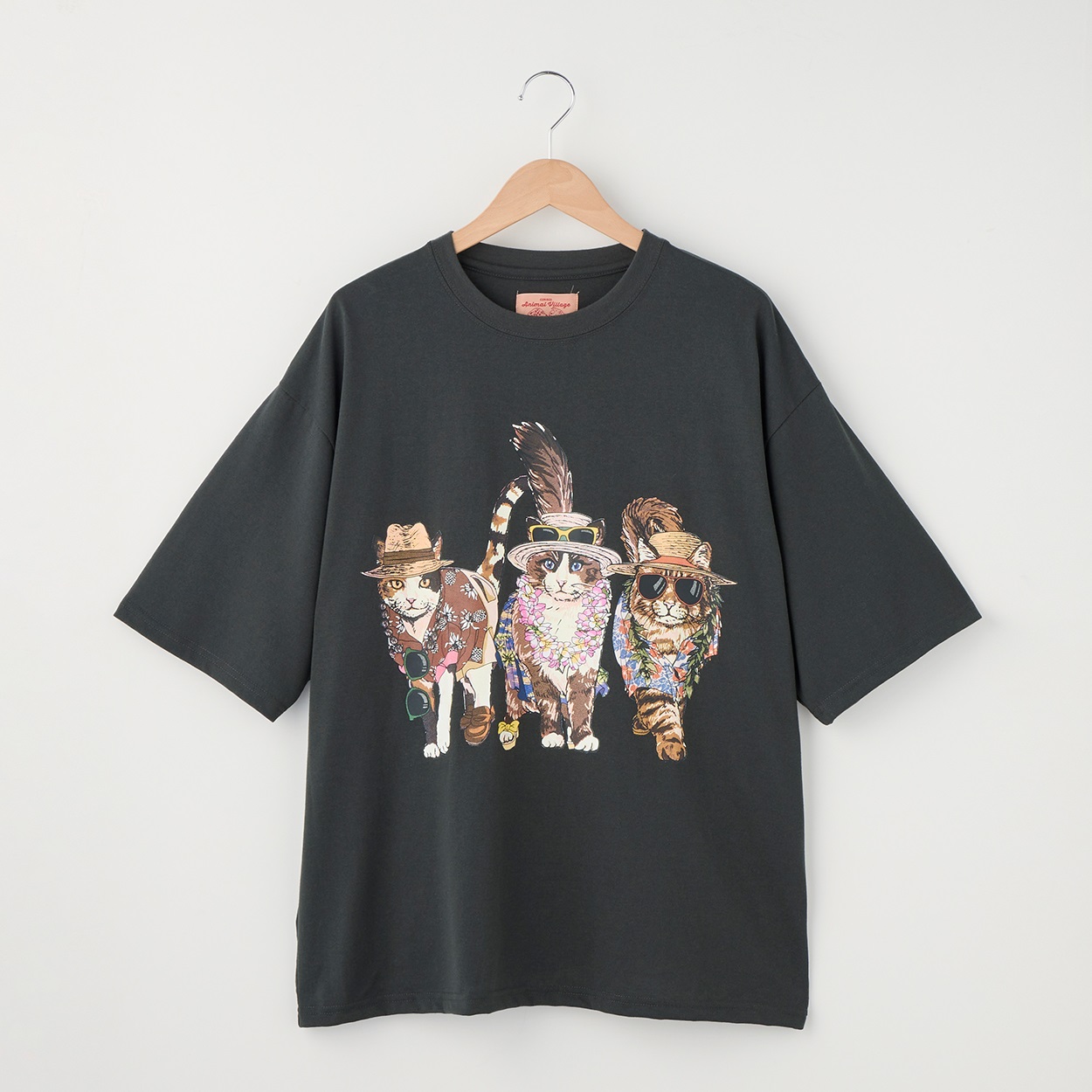 アニマル前後プリント Tシャツ ハイビスカス(チャコ－ルグレ－-L)