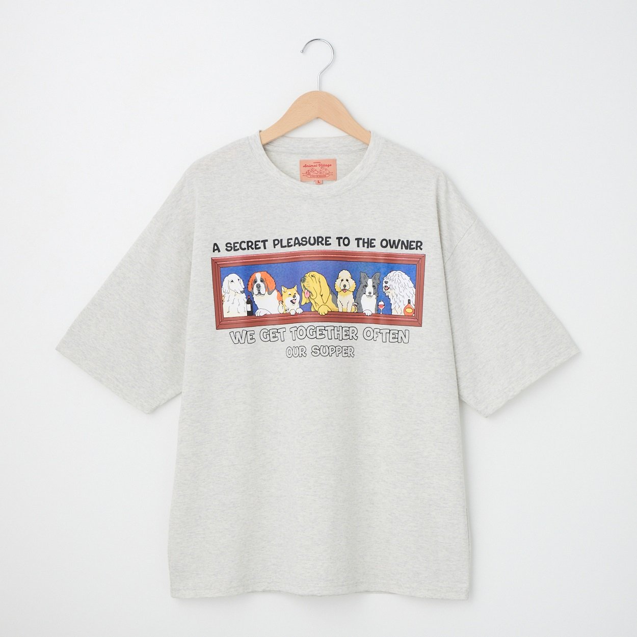 アニマル前後プリント Tシャツ スクエア(アイボリー-M)