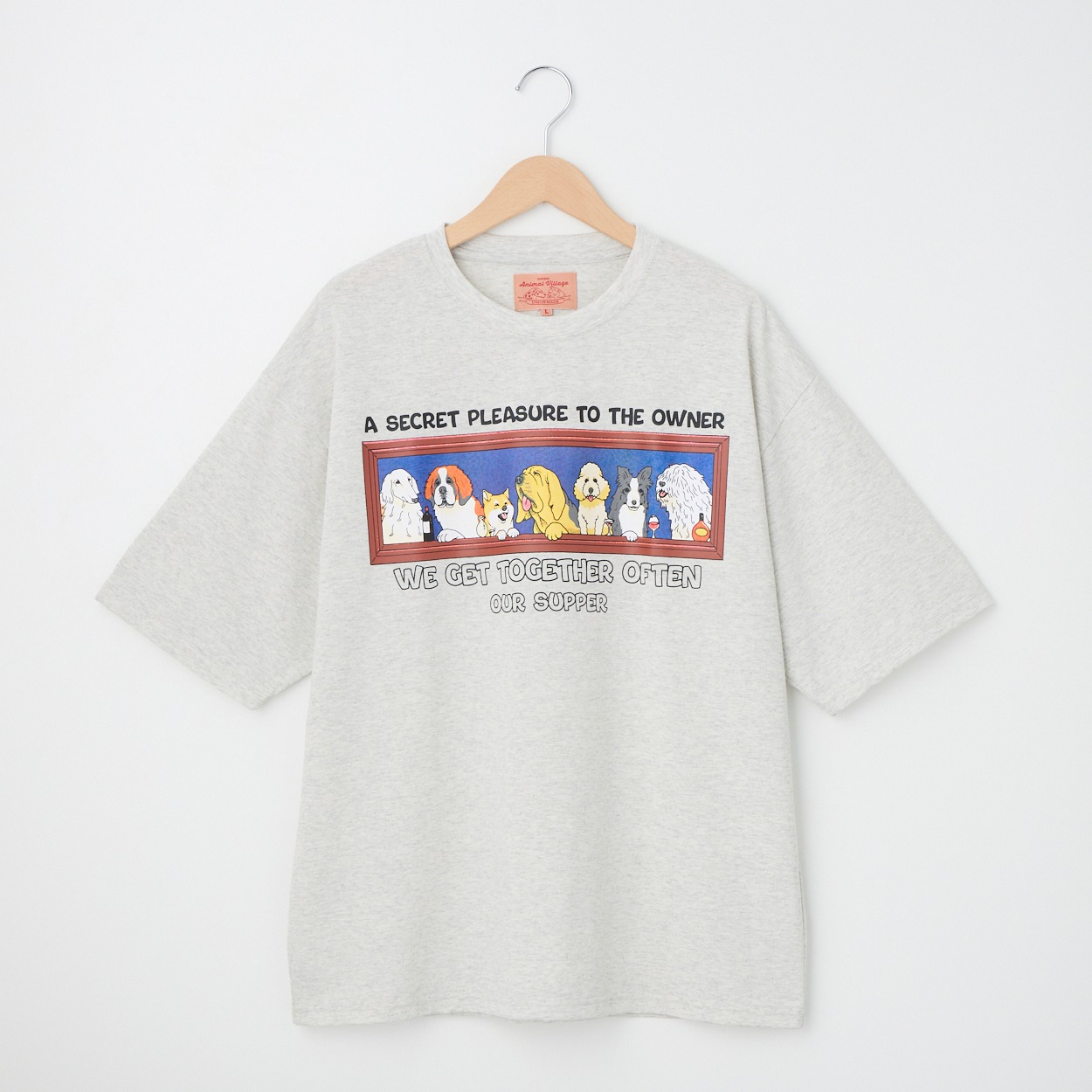 アニマル前後プリント Tシャツ スクエア(アイボリー-L)