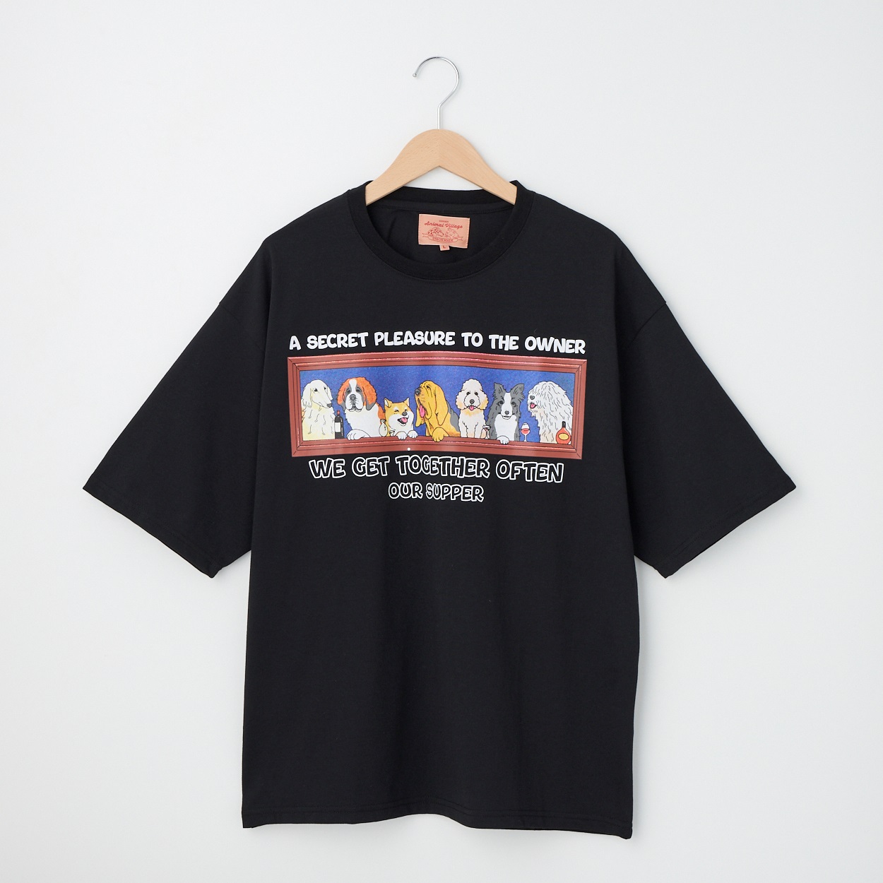 アニマル前後プリント Tシャツ スクエア(Ａクロ-L)