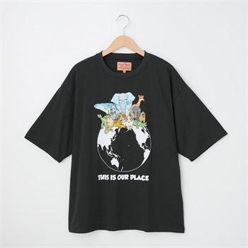 アニマル前後プリント Tシャツ アース