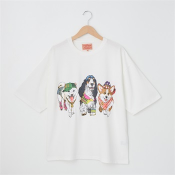 アニマル前後プリント Tシャツ(Ａシロ-M)