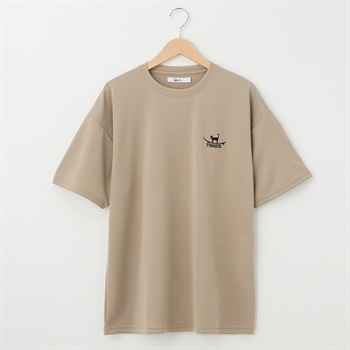 QUASH(クアッシュ) ポンチバックフォト刺繍Tシャツ(ネコ)