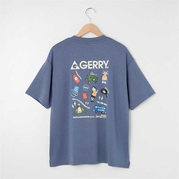 GERRY(ジェリー) 冷感とろみポンチTシャツ バックプリント(アオ-LL)