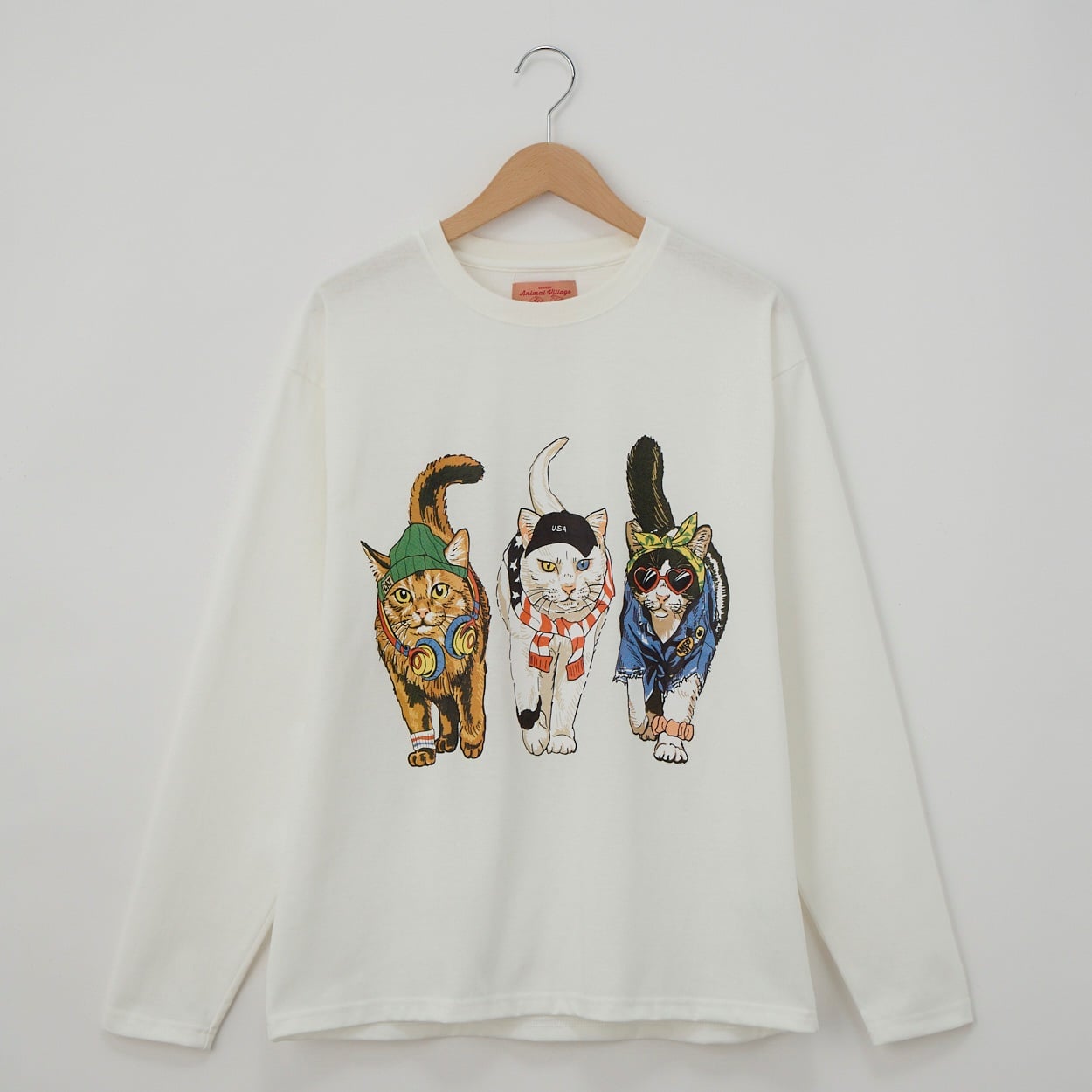 CORISCO(コリスコ) 天竺カラーアニマルロングTシャツ(シロ-S)