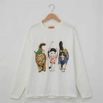 CORISCO(コリスコ) 天竺カラーアニマルロングTシャツ(シロ-S)