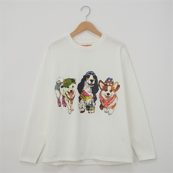 CORISCO(コリスコ) 天竺カラーアニマルロングTシャツ(Ａシロ-S)