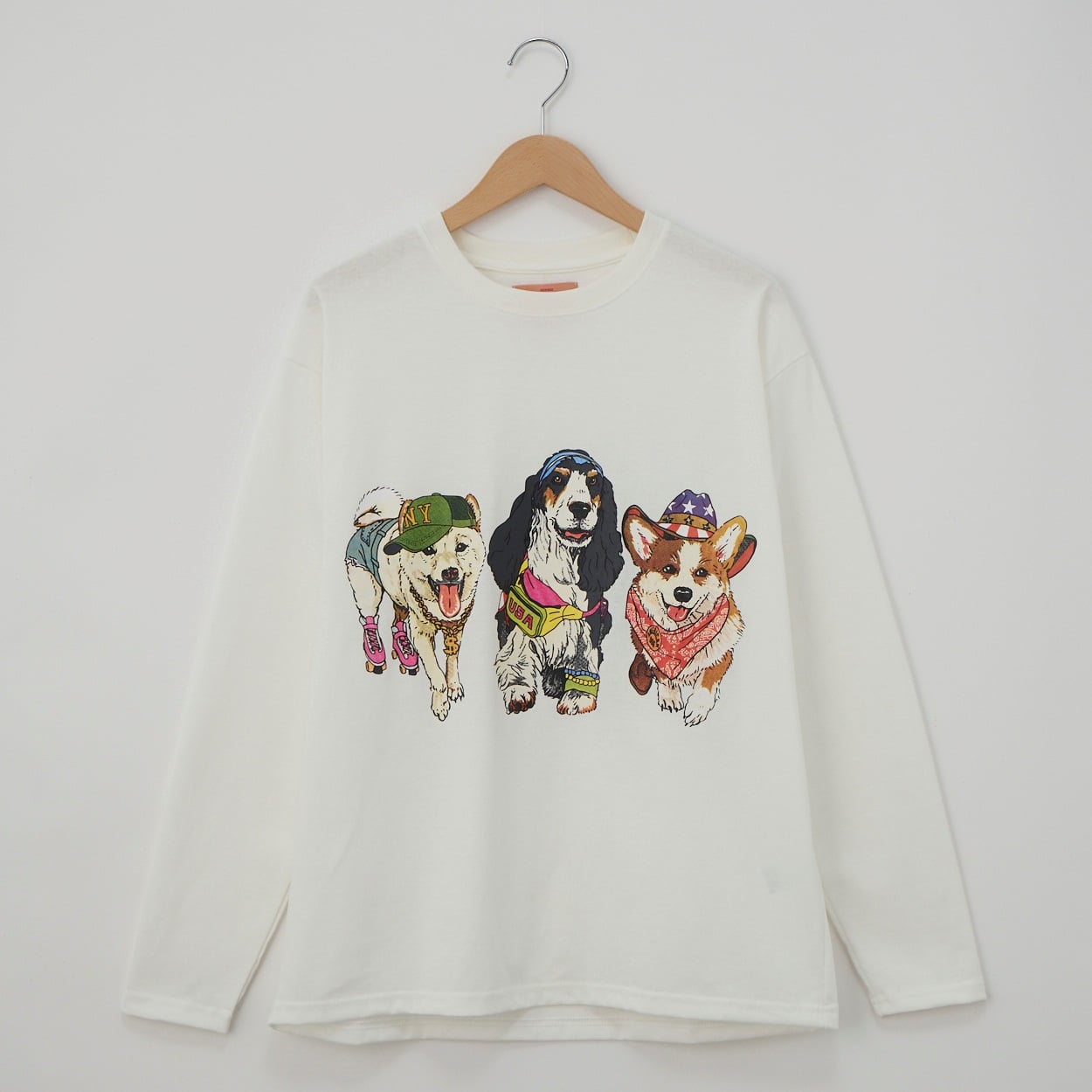 CORISCO(コリスコ) 天竺カラーアニマルロングTシャツ(Ａシロ-M)