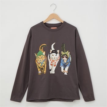 CORISCO(コリスコ) 天竺カラーアニマルロングTシャツ(チャコ－ルグレ－-S)