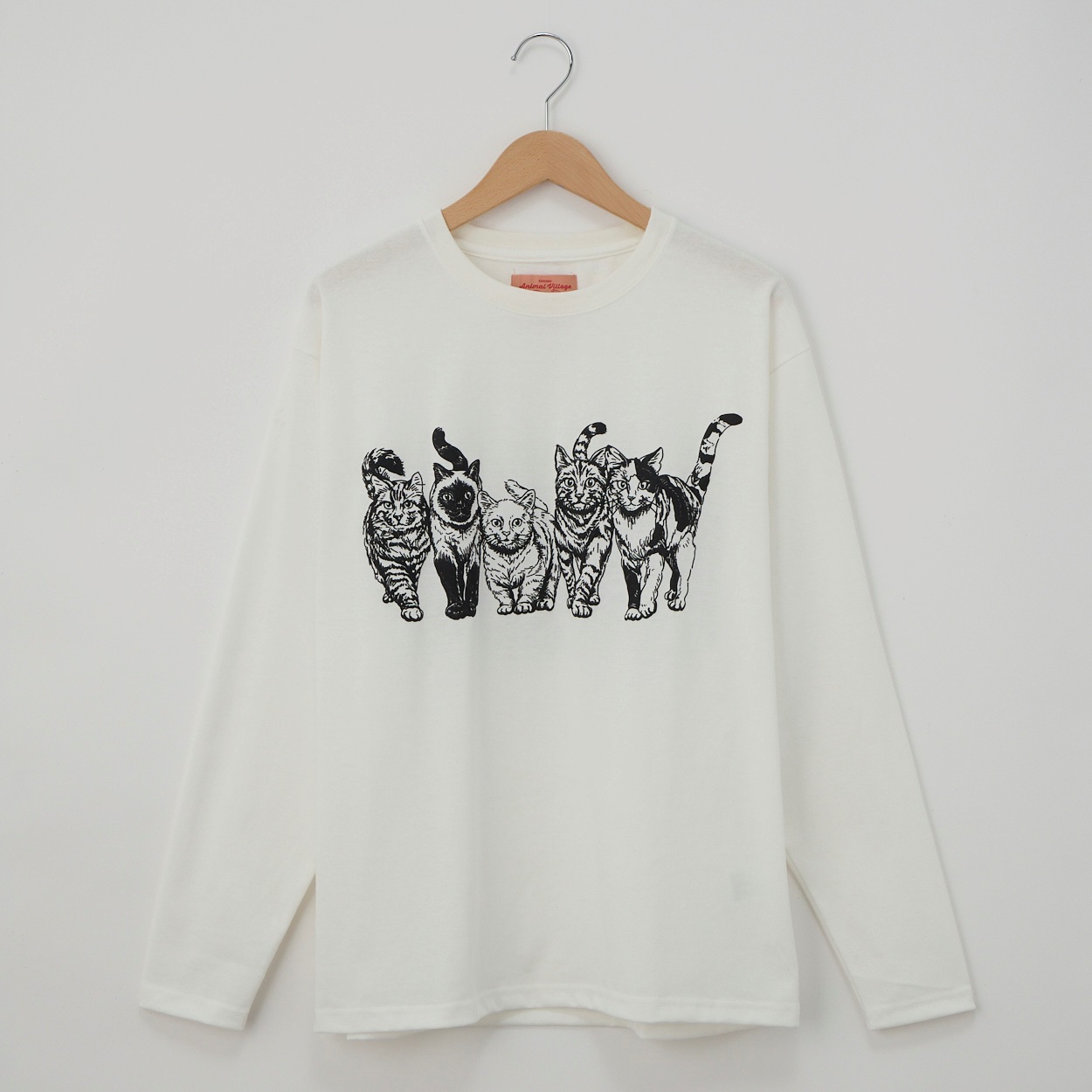CORISCO(コリスコ) 天竺モノトーンアニマルロングTシャツ(シロ-L)