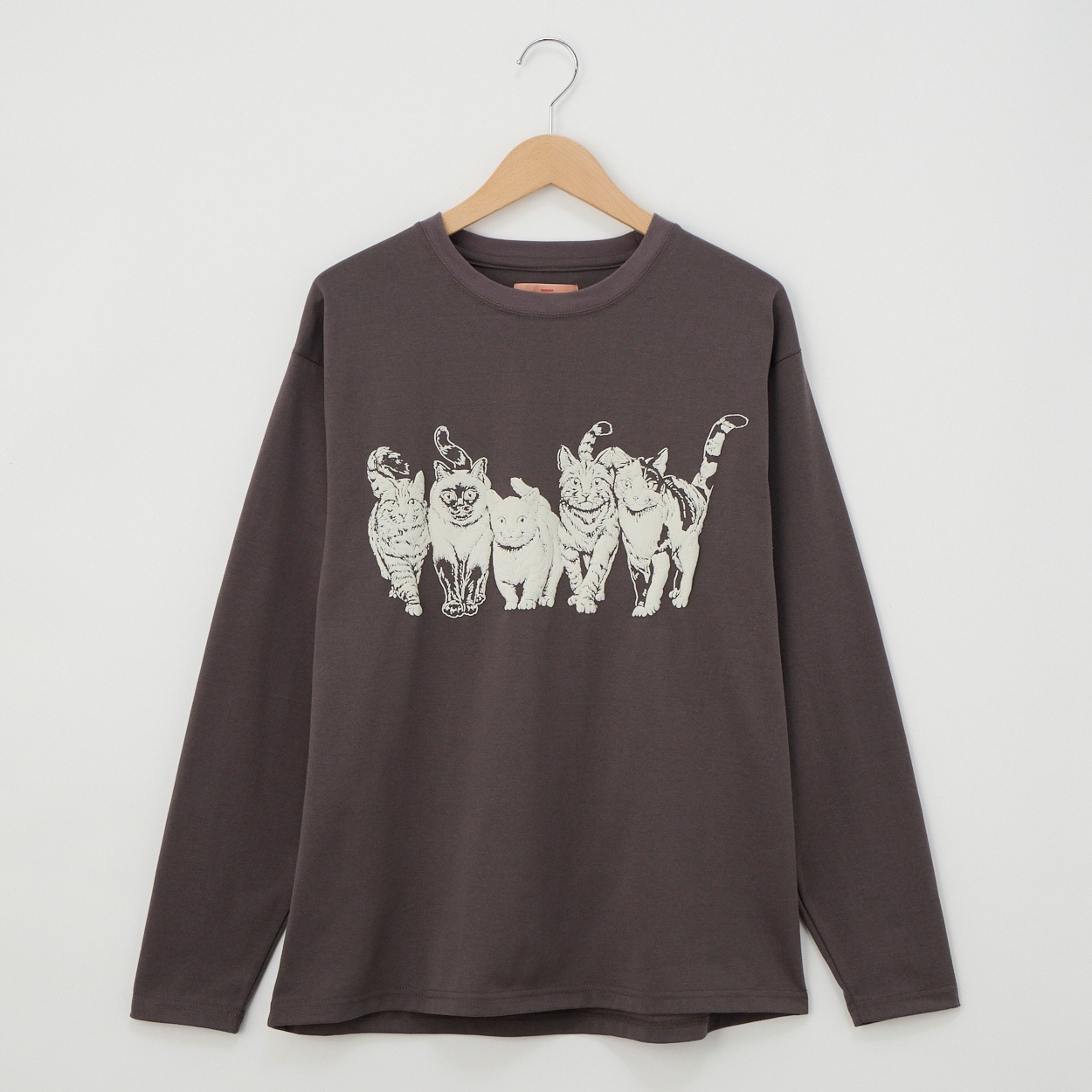CORISCO(コリスコ) 天竺モノトーンアニマルロングTシャツ(チャコ－ルグレ－-S)