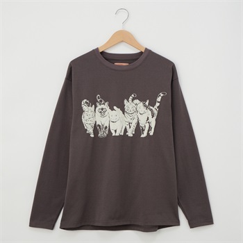 CORISCO(コリスコ) 天竺モノトーンアニマルロングTシャツ(チャコ－ルグレ－-S)