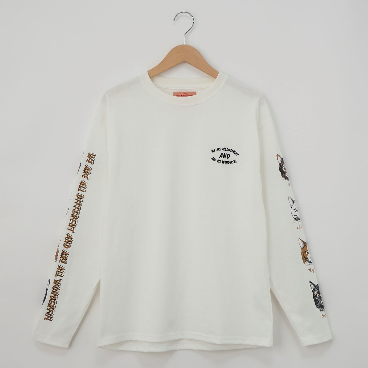 CORISCO(コリスコ) 天竺アニマルフェイス袖PTロングTシャツ(シロ-L)