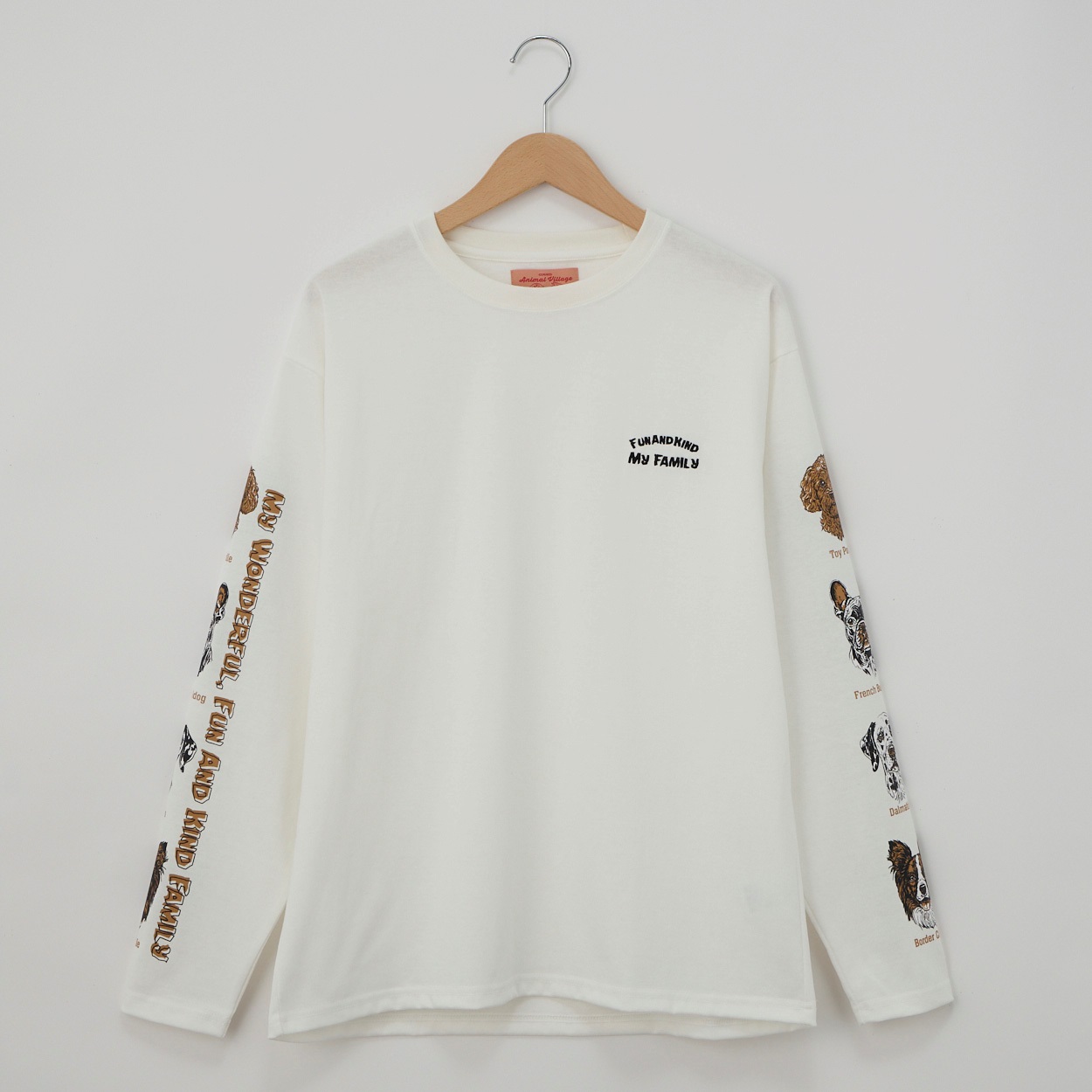CORISCO(コリスコ) 天竺アニマルフェイス袖PTロングTシャツ(Ａシロ-L)