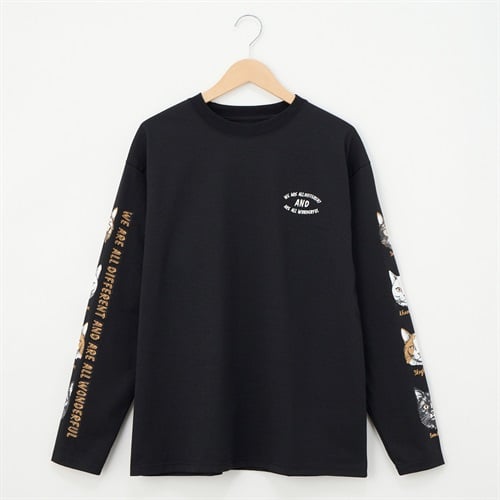 CORISCO(コリスコ) 天竺アニマルフェイス袖PTロングTシャツ(クロ-S)