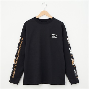 CORISCO(コリスコ) 天竺アニマルフェイス袖PTロングTシャツ(クロ-S)