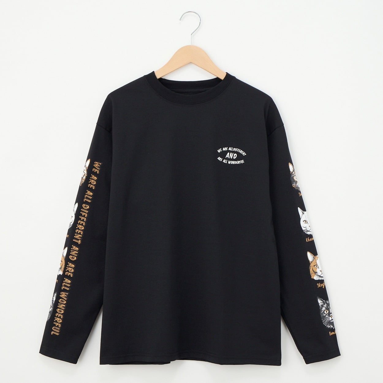 CORISCO(コリスコ) 天竺アニマルフェイス袖PTロングTシャツ(クロ-M)