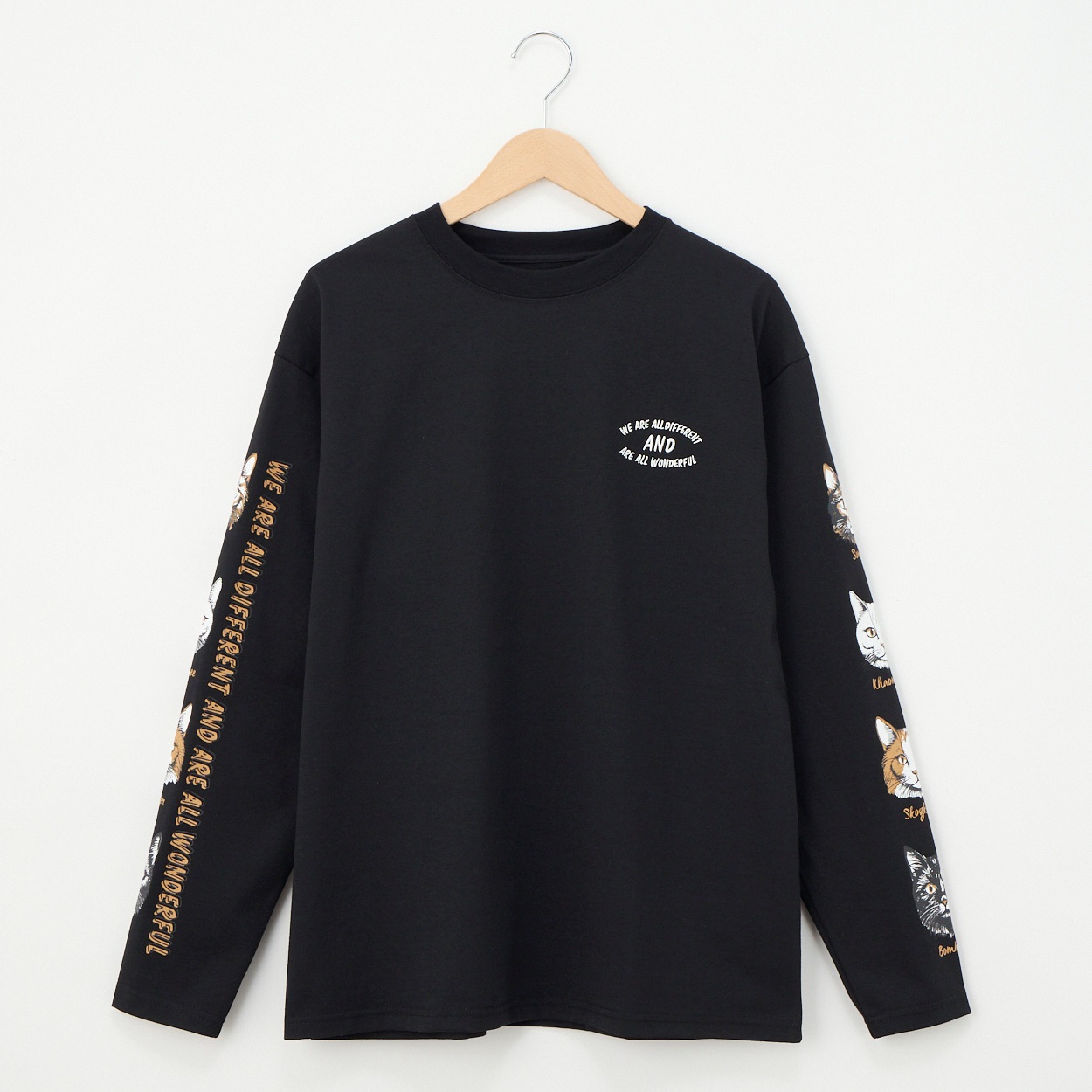 CORISCO(コリスコ) 天竺アニマルフェイス袖PTロングTシャツ(クロ-L)